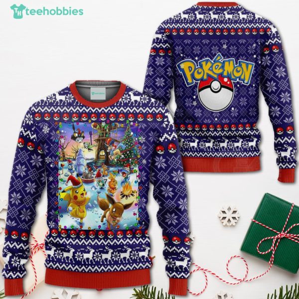 pokemon christmas sweater happy pokemon anime xmas shirt for men women 1 4vSID 600x600px Pokemon Christmas Sweater Happy Pokemon Anime Xmas Shirt For Men Women