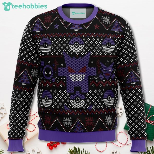 pokemon ghosts gengar ghastly haunter christmas sweater for men women 1 5jAX2 600x600px Pokemon Ghosts Gengar Ghastly Haunter Christmas Sweater For Men Women