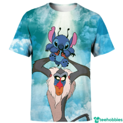 Rafiki & Stitch Cartoon 3D T-Shirt Hoodie Sweatshirt - 3D T-Shirt - Light Blue