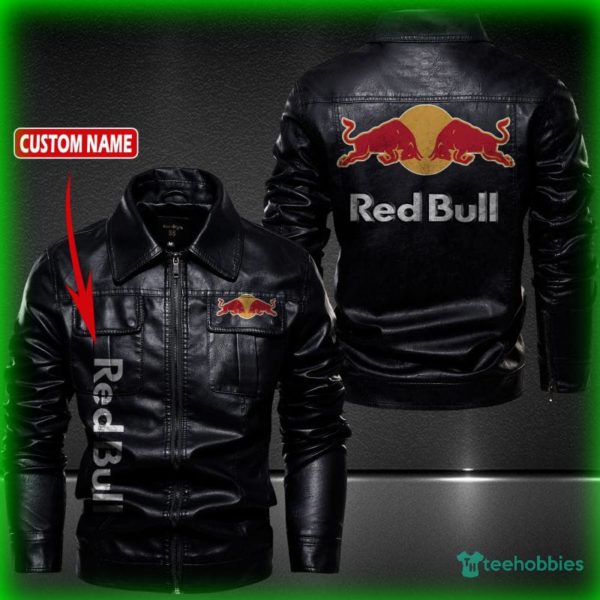 red bull personalized name fleece leather jacket 1 6gKGe 600x600px Red Bull Personalized Name Fleece Leather Jacket