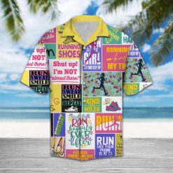 Running Girl Runner Aloha Summer Beach Hawaiian Shirt - Short-Sleeve Hawaiian Shirt - Green