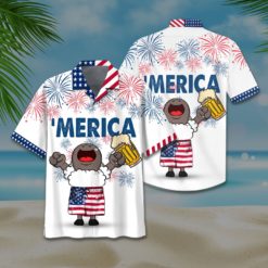 Sheep & Beer America Independence Day Hawaiian Shirt Short Pant - Hawaiian Shirt - White