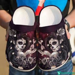Skull Crimson Rose Girl Clog Shoes - Clog Shoes - Black