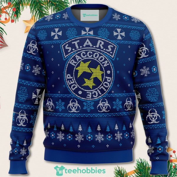 stars racoon city police resident evil christmas sweater for men women 1 G0ZPp 600x600px Stars Racoon City Police Resident Evil Christmas Sweater For Men Women