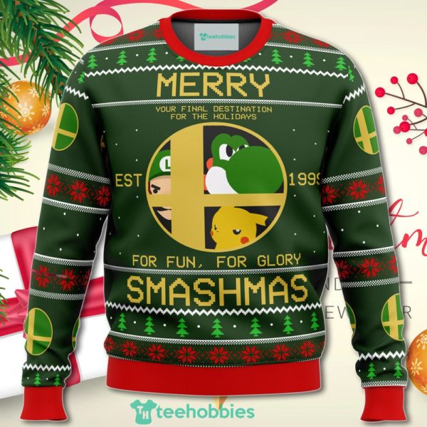 super smash bros merry smashmas christmas sweater for men women 1 Ilx7T 600x600px Super Smash Bros Merry Smashmas Christmas Sweater For Men Women