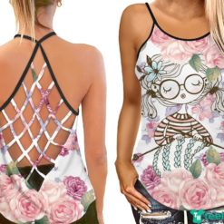 The Knitting Sewing Girl Quilting Hollow Tank Top - Hollow Tanktop - Pink