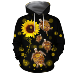 Turtle Sunflower You Are My Sunshine All Over Print 3D Shirt - 3D Hoodie - Black