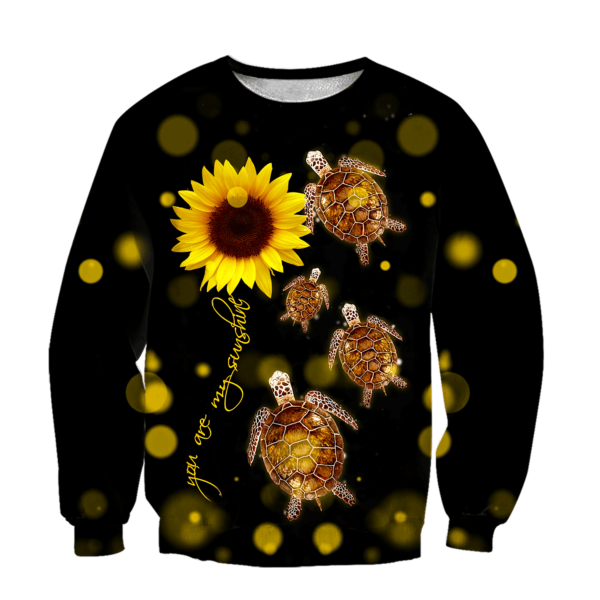 Turtle Sunflower You Are My Sunshine All Over Print 3D Shirt - 3D Sweatshirt - Black