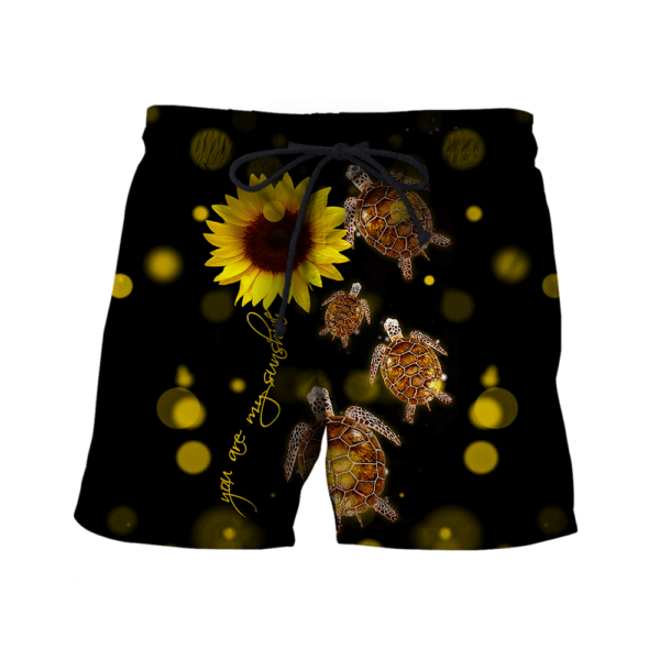 Turtle Sunflower You Are My Sunshine All Over Print 3D Shirt - Short Pant - Black