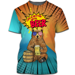Ugly Bear Life Is Better With Beer Hawaiian Shirt T-shirt - 3D T-Shirt - Blue