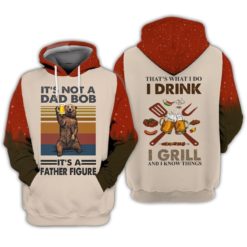 Ugly Bear That's What I Do I Think I Grill And I Know Things Father's Day All Over Print 3D Hoodie - 3D Hoodie - Red
