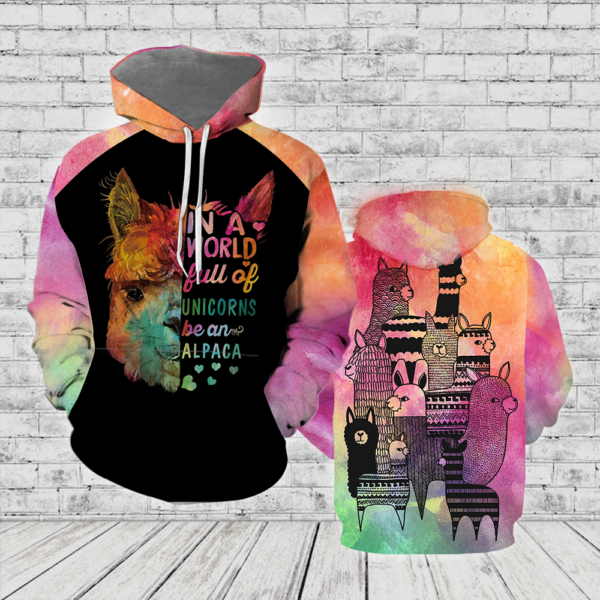 Alpaca In A World 3D All Over Print Shirt - 3D Hoodie - Black