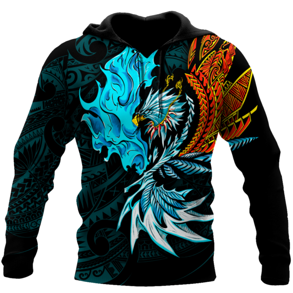 Amazing Eagle Warrior Polynesian Tattoo All Over Print 3D Shirt - 3D Hoodie - Navy