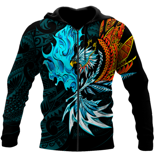 Amazing Eagle Warrior Polynesian Tattoo All Over Print 3D Shirt - 3D Zip Hoodie - Navy