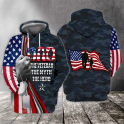 American Flag The Veteran The Myth The Hero 3D Full Print Hoodie - 3D Hoodie - Red