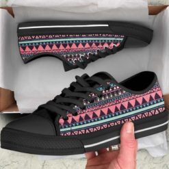 Aztec Print Shoes Tribal Aztec Pattern Bohemian Southwest Low Top Shoes - Women's Shoes - Black