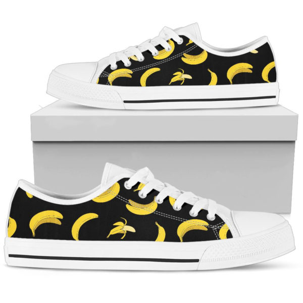 Banana Pattern Low Top Shoes - Men's Shoes - Black