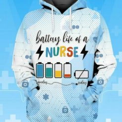 Battery Life Of A Nurse 3D All Over Print Hoodie - 3D Hoodie - Light Blue