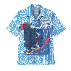 Bear Great Surfer Surfing Lover Hawaiian Shirt - Hawaiian Shirt - Blue