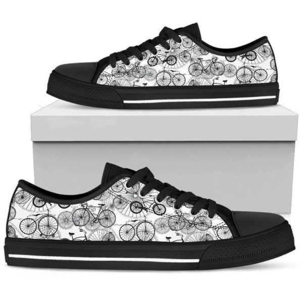 Bicycle Canvas Shoes Hippie Low Top Shoes - Women's Shoes - Black