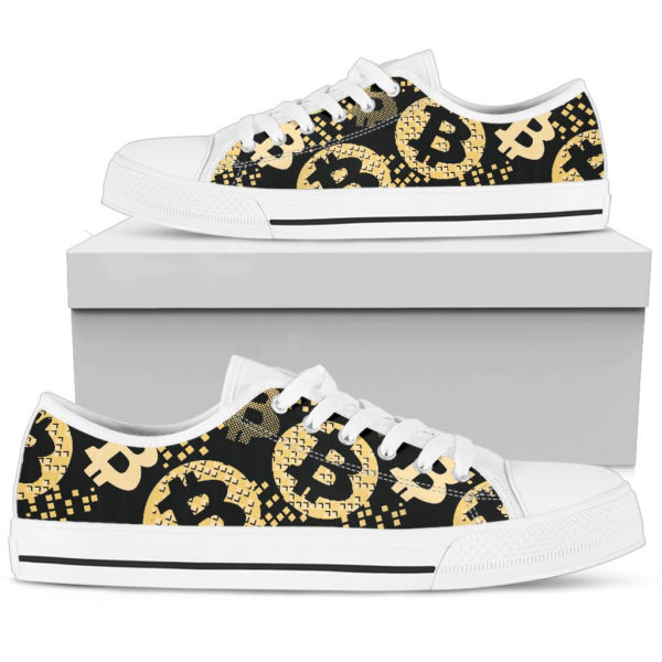 Bitcoin Pattern Low Top Shoes - Men's Shoes - Black