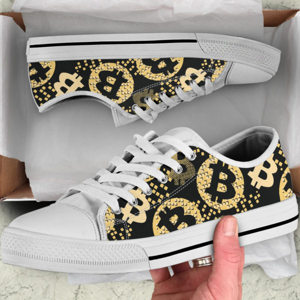 Bitcoin Pattern Low Top Shoes - Women's Shoes - Black
