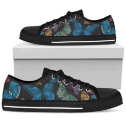 Butterfly Colorful Butterflies Low Top Shoes For Men And Women - Men's Shoes - Black
