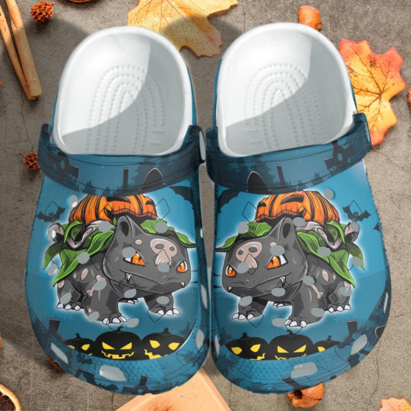 c23 600x600px Pokemon Bulbasaur Pumpkin Halloween Clog Shoes