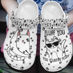 Cat Lover Cool Cat Fluff You Unisex Clog Shoes - Clog Shoes - White