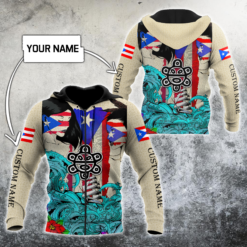 Custom Name Sweet Girls Puerto Rico All Over Print 3D Shirt - 3D Zip Hoodie - Blue