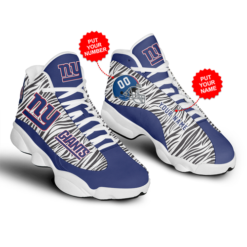 Customized Name New York Giants Air Jordan 13 Shoes - Women's Air Jordan 13 - Blue