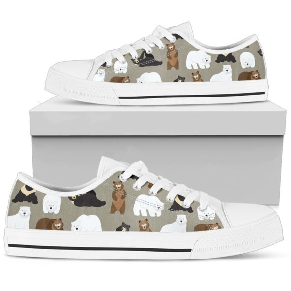 Cute Bear Pattern Low Top Shoes - Men's Shoes - White