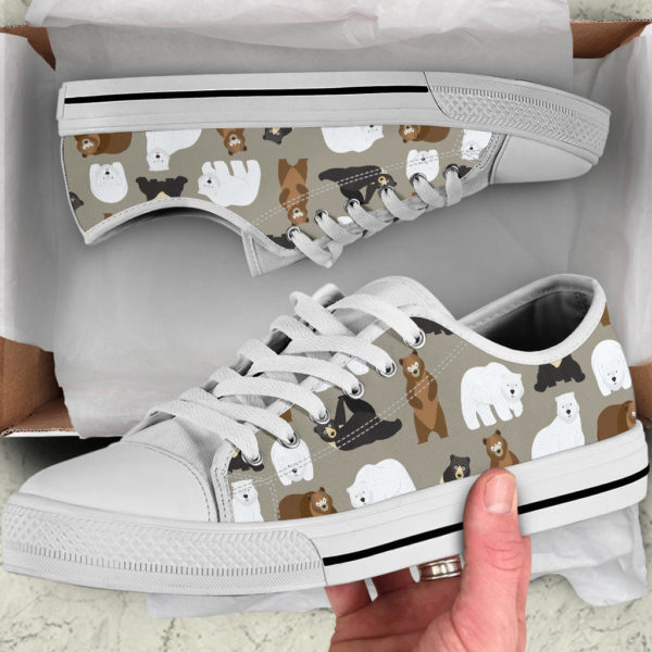 Cute Bear Pattern Low Top Shoes - Women's Shoes - White