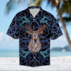 Cute Deer Mandala Aloha Hawaiian Shirt - Short-Sleeve Hawaiian Shirt - Black