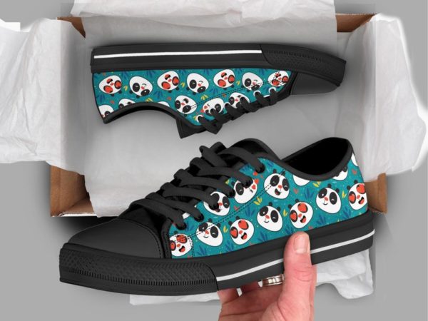 Cute Panda Best Gift Low Top Shoes For Men And Women - Men's Shoes - Black