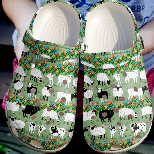 Cute Sheep Happy Farm Clog Shoes - Clog Shoes - Green
