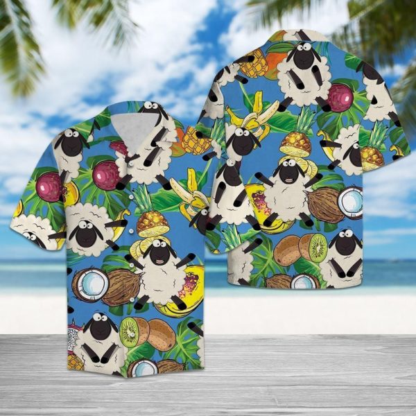 Cute Sheep Love Fruit Aloha Hawaiian Shirt - Short-Sleeve Hawaiian Shirt - White