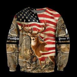 Deer Hunting America Flag 3D All Over Print Shirt - 3D Sweatshirt - Red