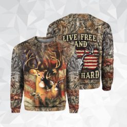 Deer Hunting Live Free And Hunt Hard 3D All Over Print Shirt - 3D Sweatshirt - Red