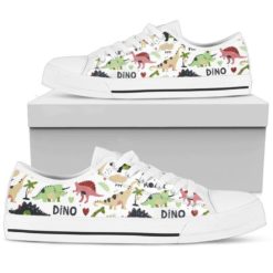 Dinosaur World Cute Dinosaur Best Gift For Men And Women Low Top Shoes - Women's Shoes - White