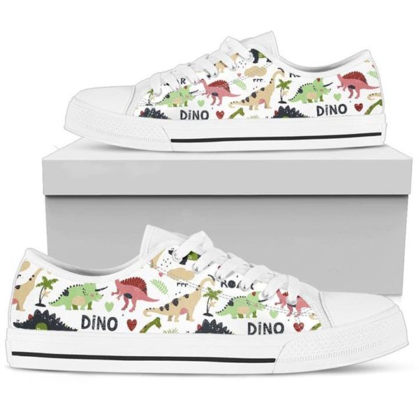 Dinosaur World Cute Dinosaur Best Gift For Men And Women Low Top Shoes - Women's Shoes - White