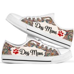 Dog Mom Red Paw Low Top Shoes - Men's Shoes - White