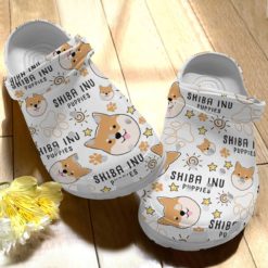 Dog Personalize Shiba Inu Unisex Clog Shoes For Men And Women - Clog Shoes - White