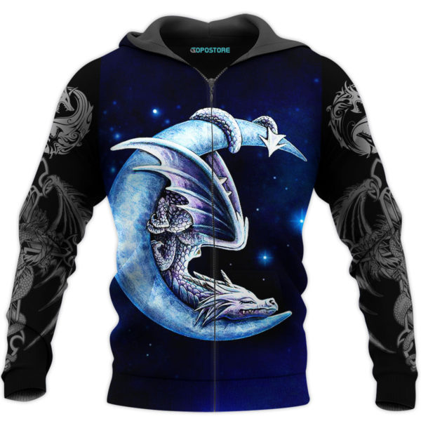 Dragon Lover 3D All Over Print Hoodie - 3D Zip Hoodie - Navy Blue
