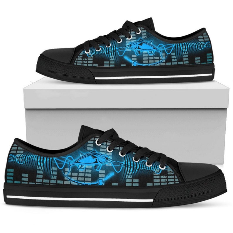 Fishing Light Blue Low Top Shoes For Men And Women