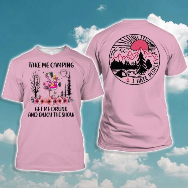 flamingo take me camping get me drunk 3d all over print hoodie sweatshirt t shirt 3d t shirt pink s 600x599px Flamingo Take Me Camping Get Me Drunk 3D All Over Print | Hoodie | Sweatshirt | T Shirt