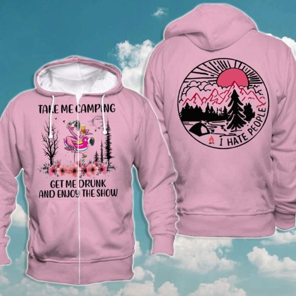 flamingo take me camping get me drunk 3d all over print hoodie sweatshirt t shirt 3d zip hoodie pink s 600x600px Flamingo Take Me Camping Get Me Drunk 3D All Over Print | Hoodie | Sweatshirt | T Shirt