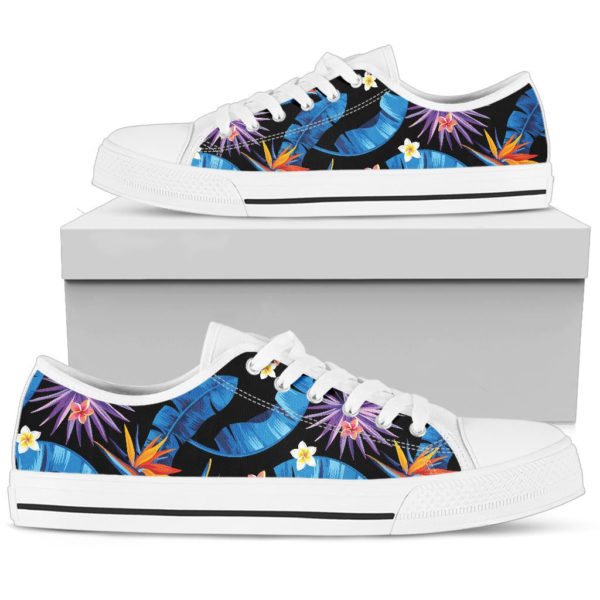 Flower Hawaiian Pattern Low Top Shoes - Men's Shoes - Blue