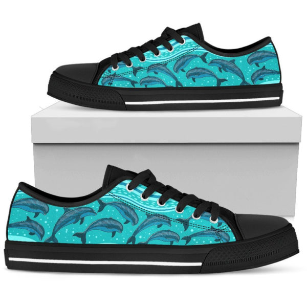 Happy Dolphin Low Top Shoes For Men And Women - Men's Shoes - Black