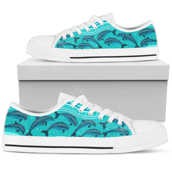 Happy Dolphin Low Top Shoes For Men And Women - Women's Shoes - White